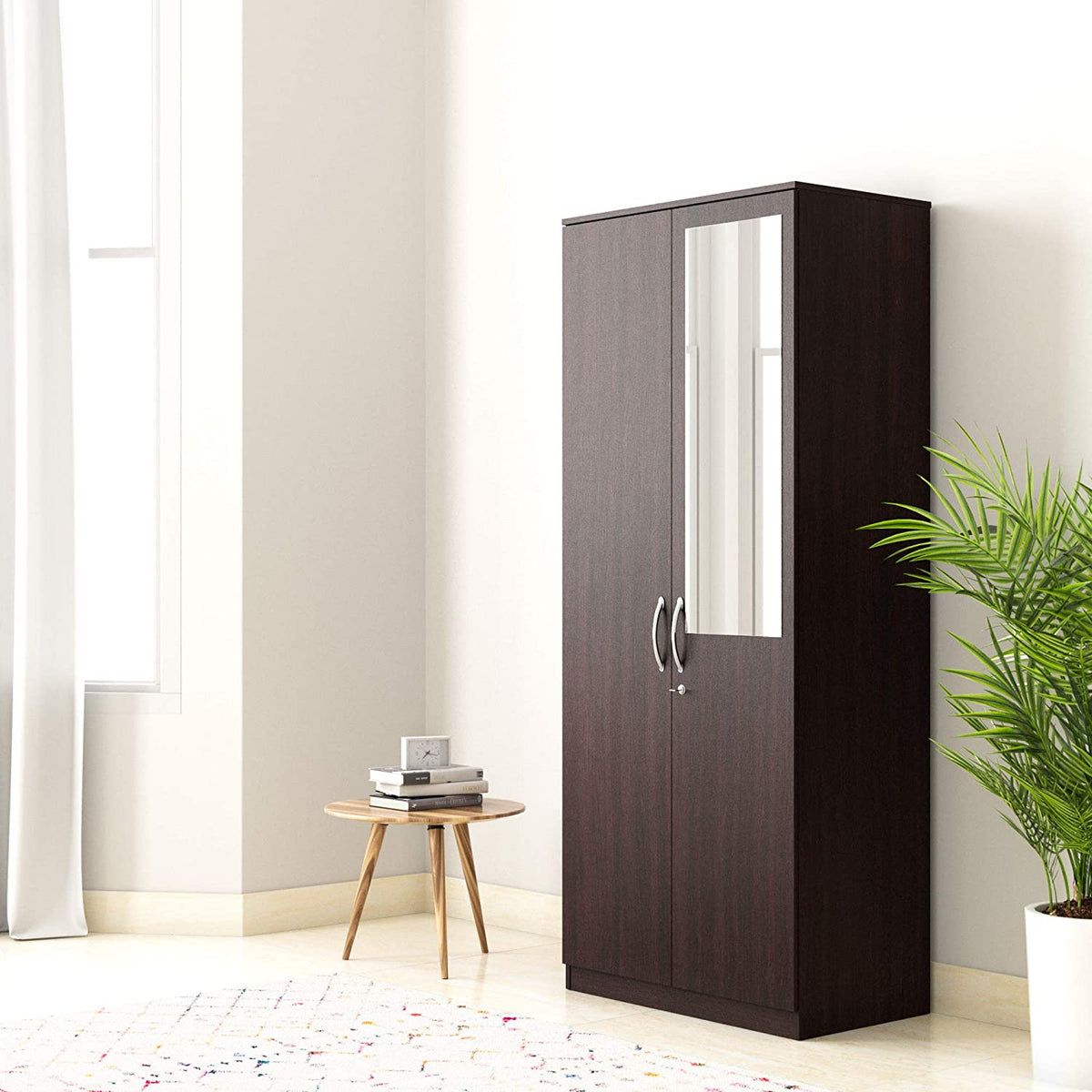 Tuffio Medusa Engineered Wood Wardrobe Wenge Finish - Oak Inside