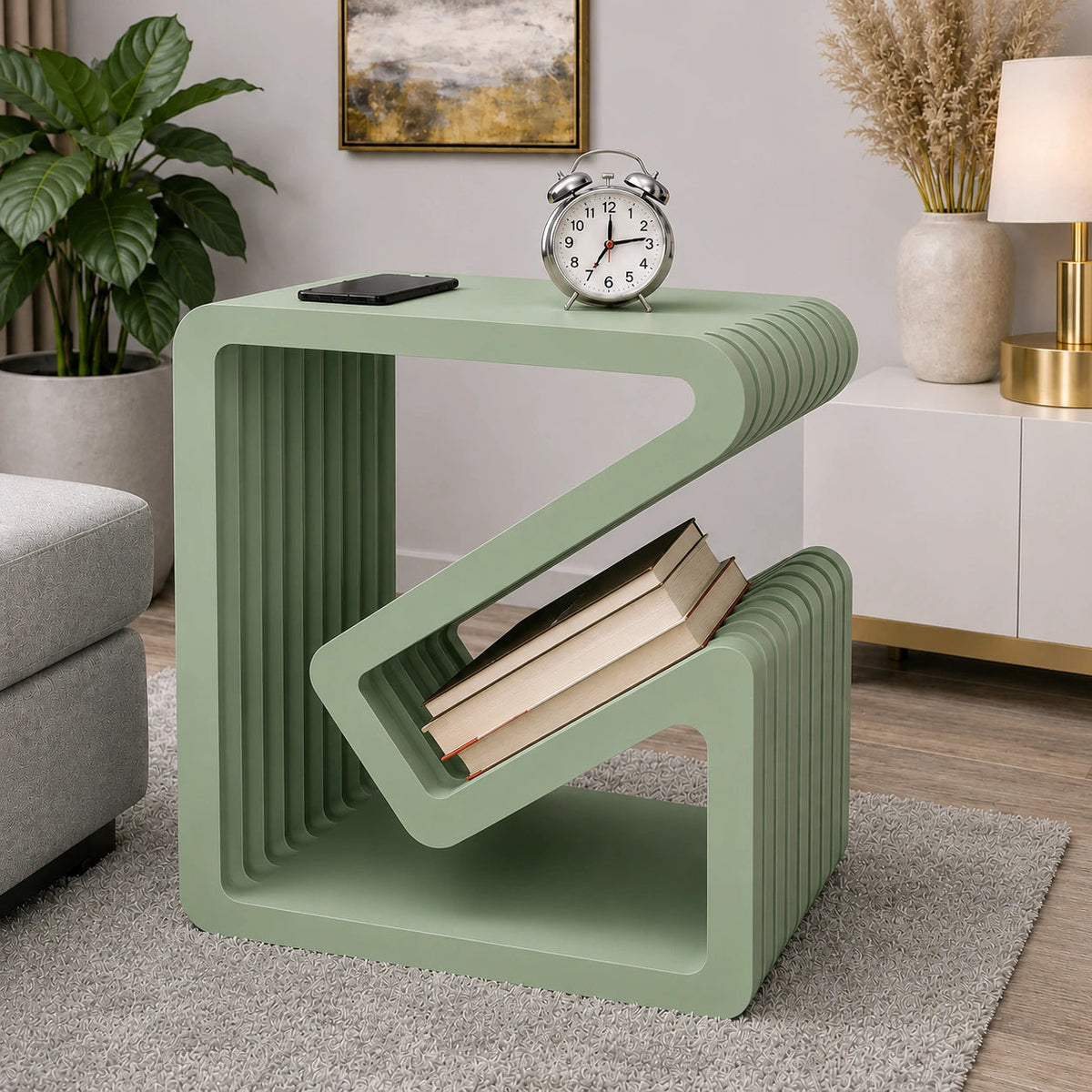 Nightstand Solid Wood Bedside Table with Magazine Shelf