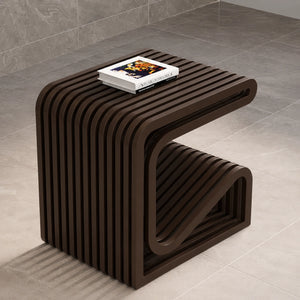 RegalNest C-Shaped Solid Wood Side Table