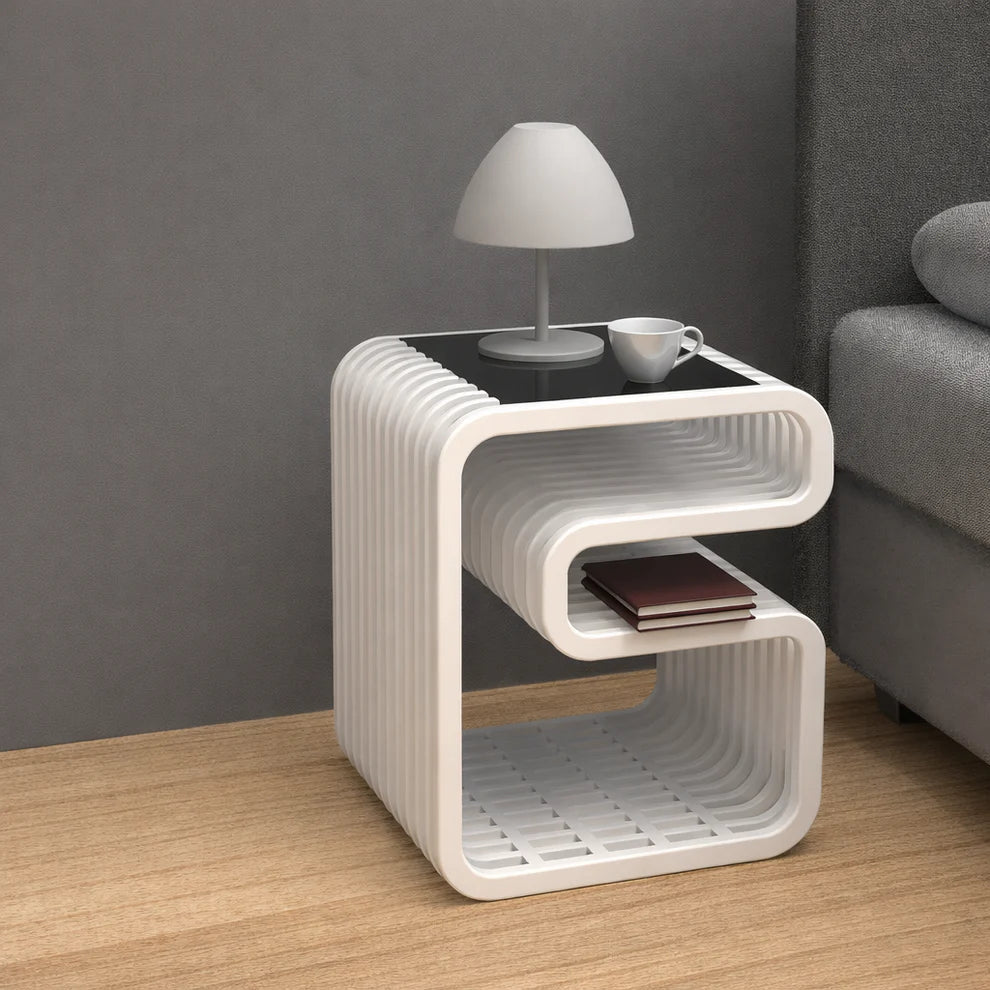 RegalNest Solid Wood side Table with Storage Shelf