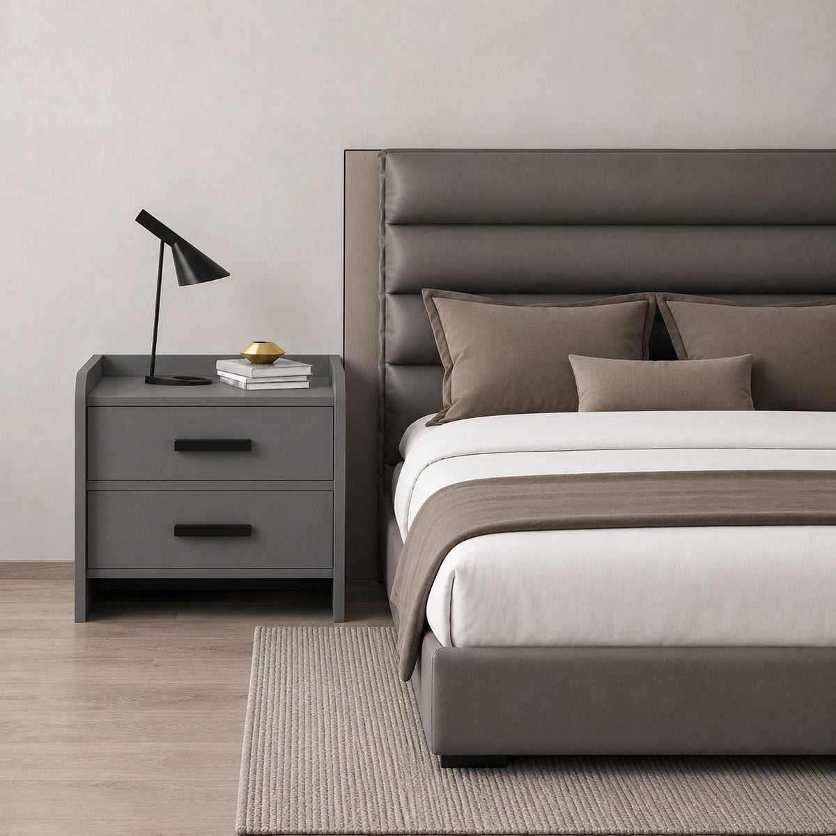 Windsor Solid Wood Bedside Table with 2 Drawers Storage