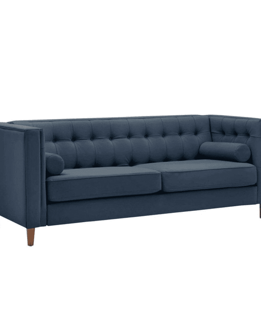 Brew Tuxedo Faux Leatherette Sofa with Accent Pillows - Oak Inside