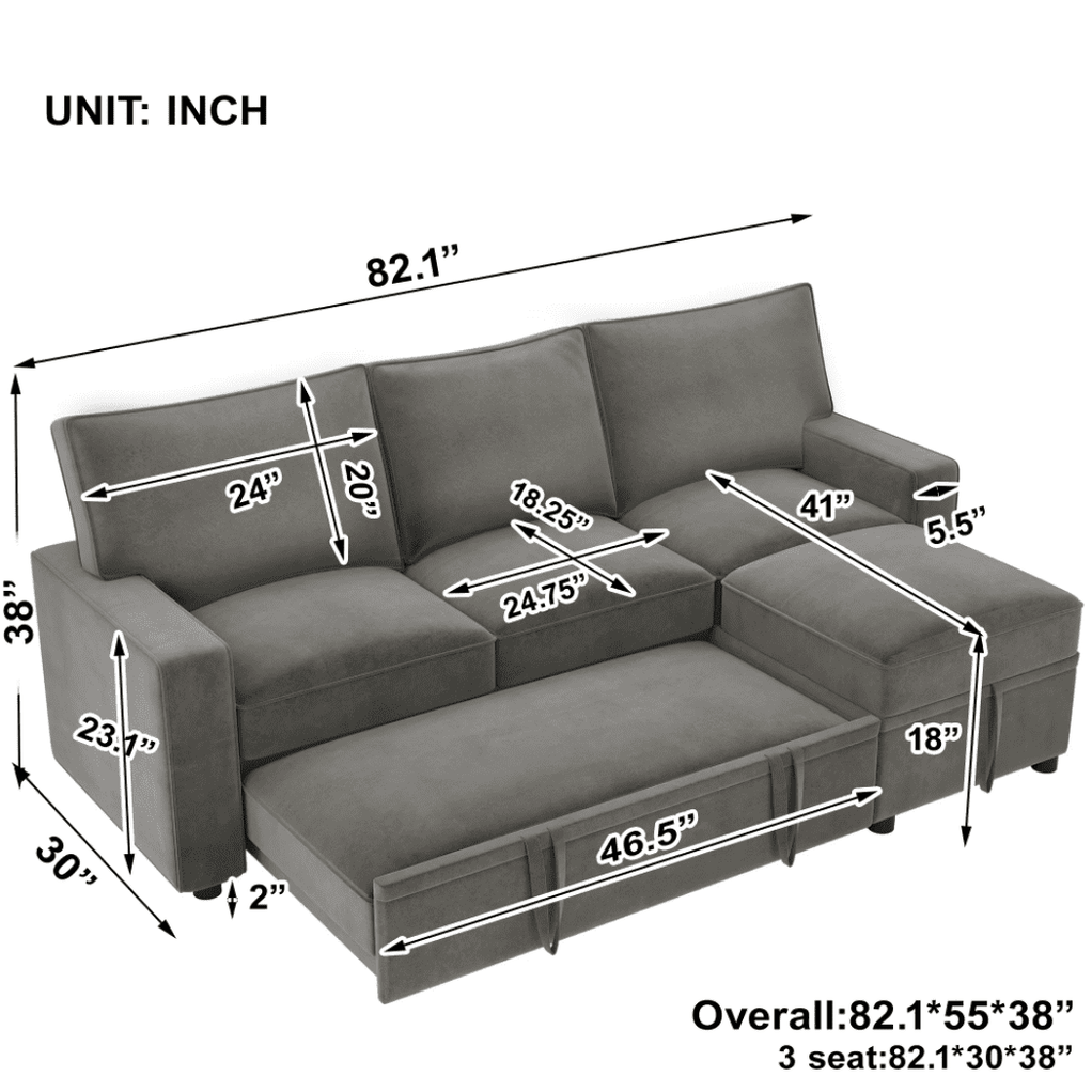 Yolo Sofa Cum Bed in Grey - Oak Inside