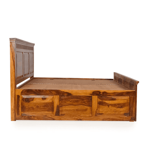 Camden King Size Bed In Sheesham Wood - Oak Inside