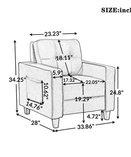 Comfortable Modern Sofa Set for Home Living Room - Oak Inside