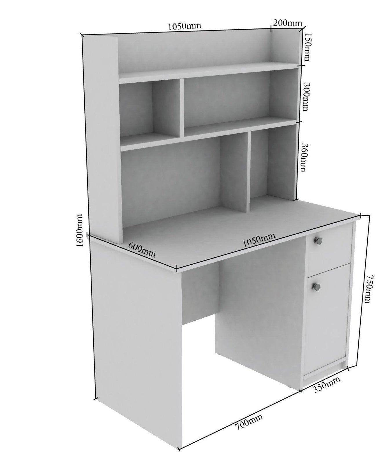 Starstock Study Table in White Color - Oak Inside
