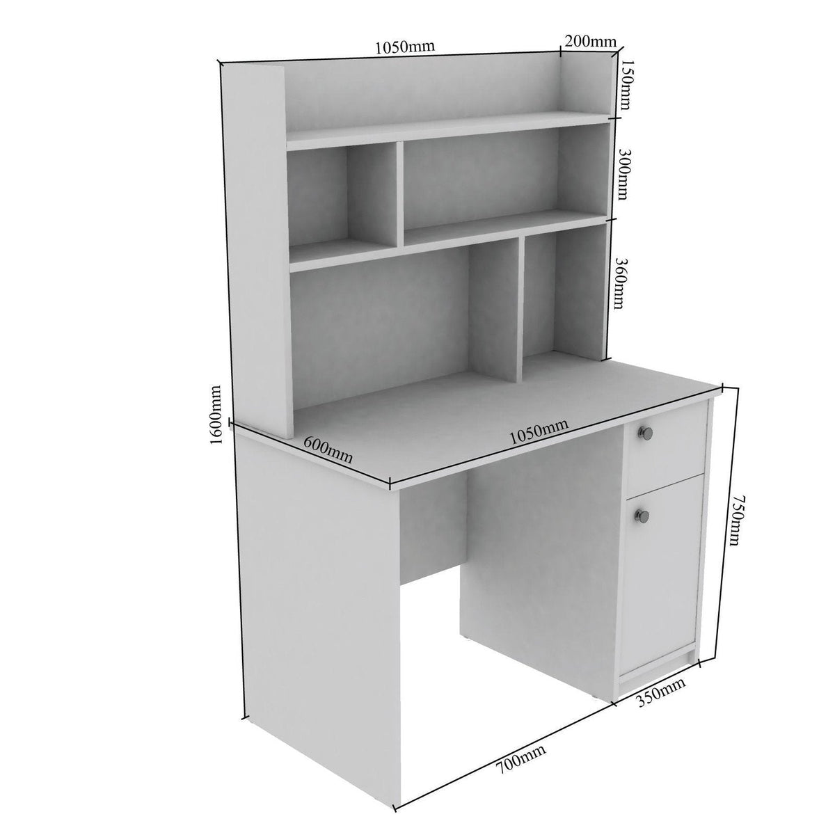 Starstock Study Table in White Color - Oak Inside