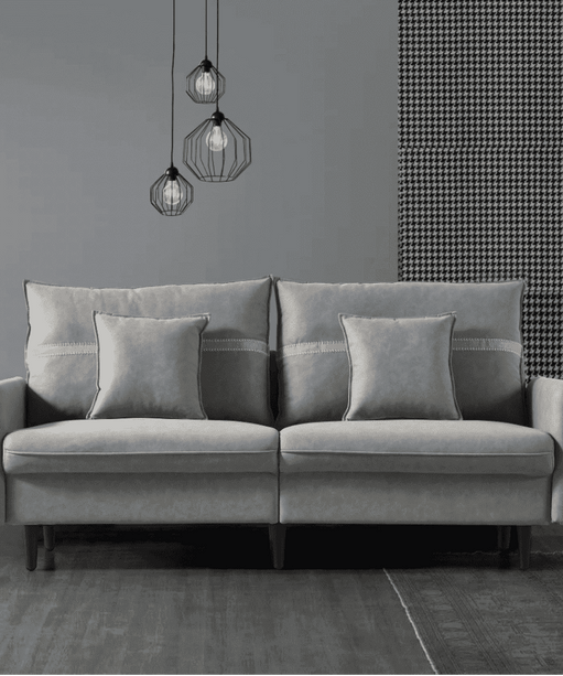 Mexico Straight Line Sofa Set in Grey Color - Oak Inside