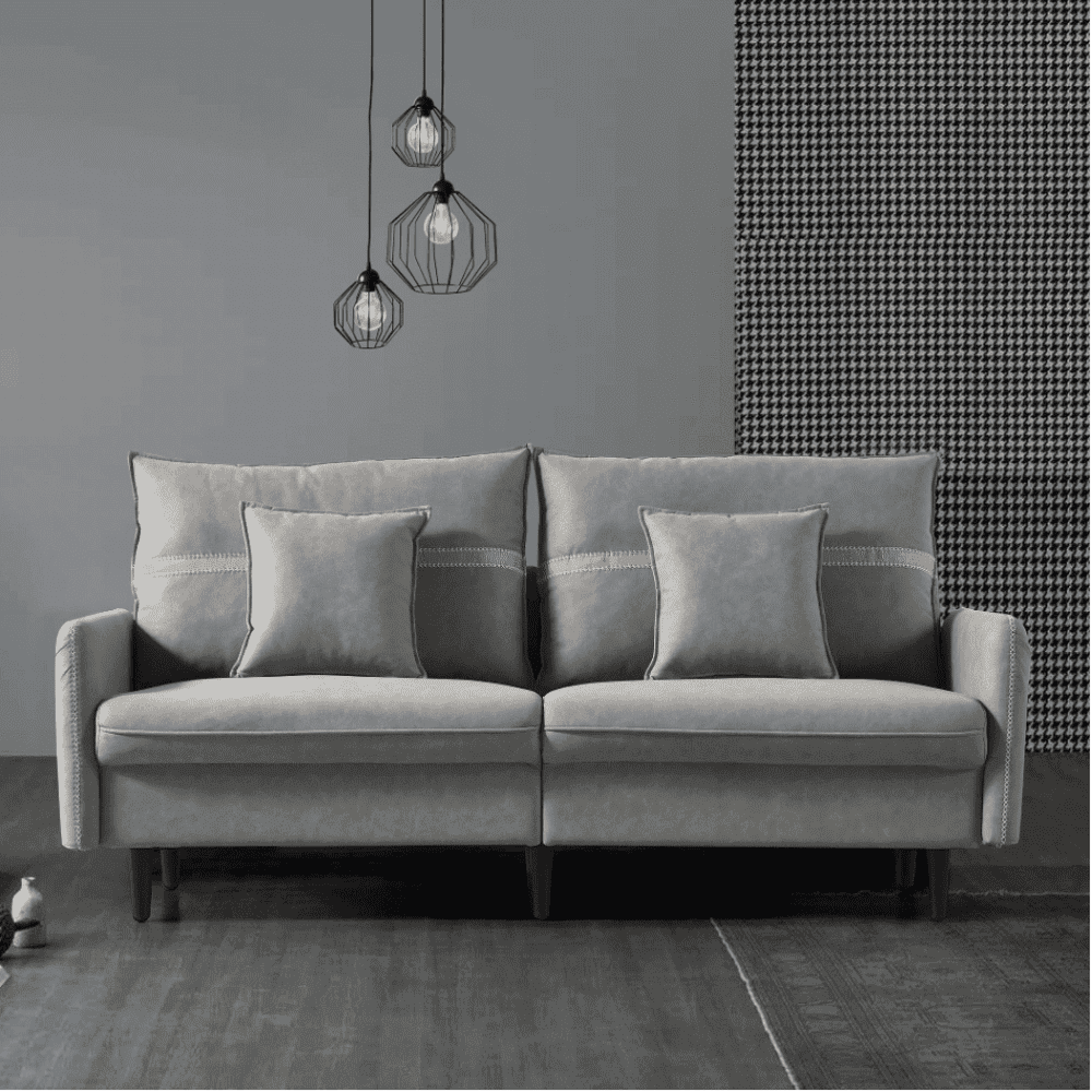 Mexico Straight Line Sofa Set in Grey Color - Oak Inside