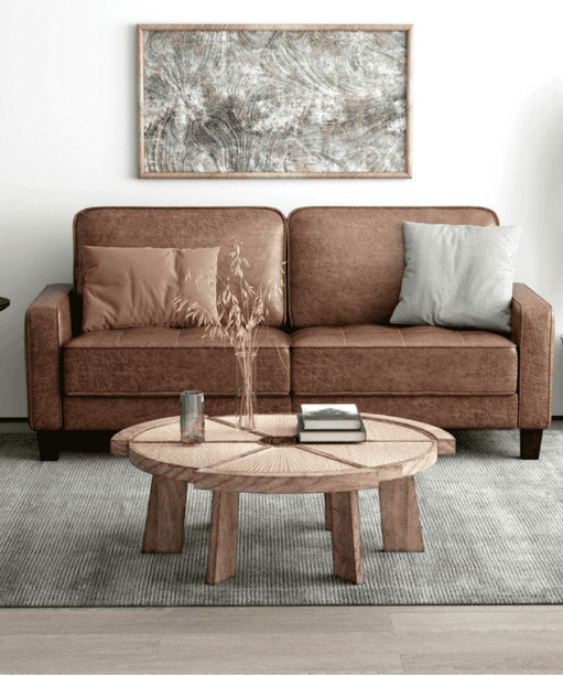 Camilla Sofa Set in Textured Style - Oak Inside