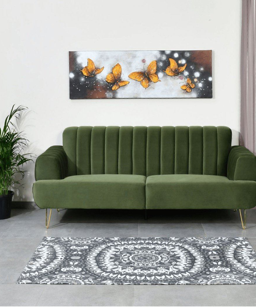 Somervilla Sofa Set in Green Color - Oak Inside