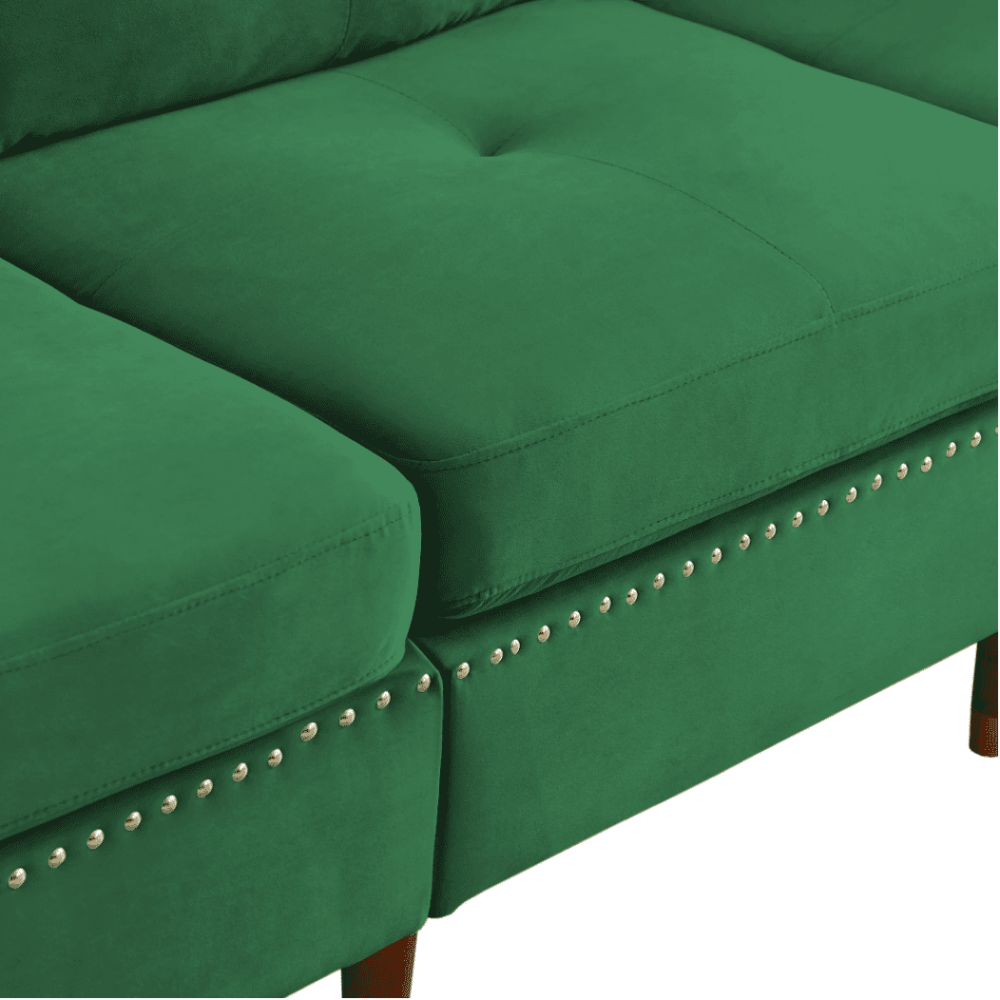 Glossy Sectional Suede Sofa Set With Ottoman - Oak Inside
