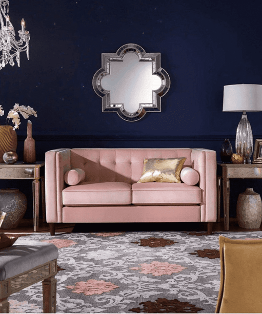 Brew Pink Suede Sofa or Loveseat with Pillows - Oak Inside