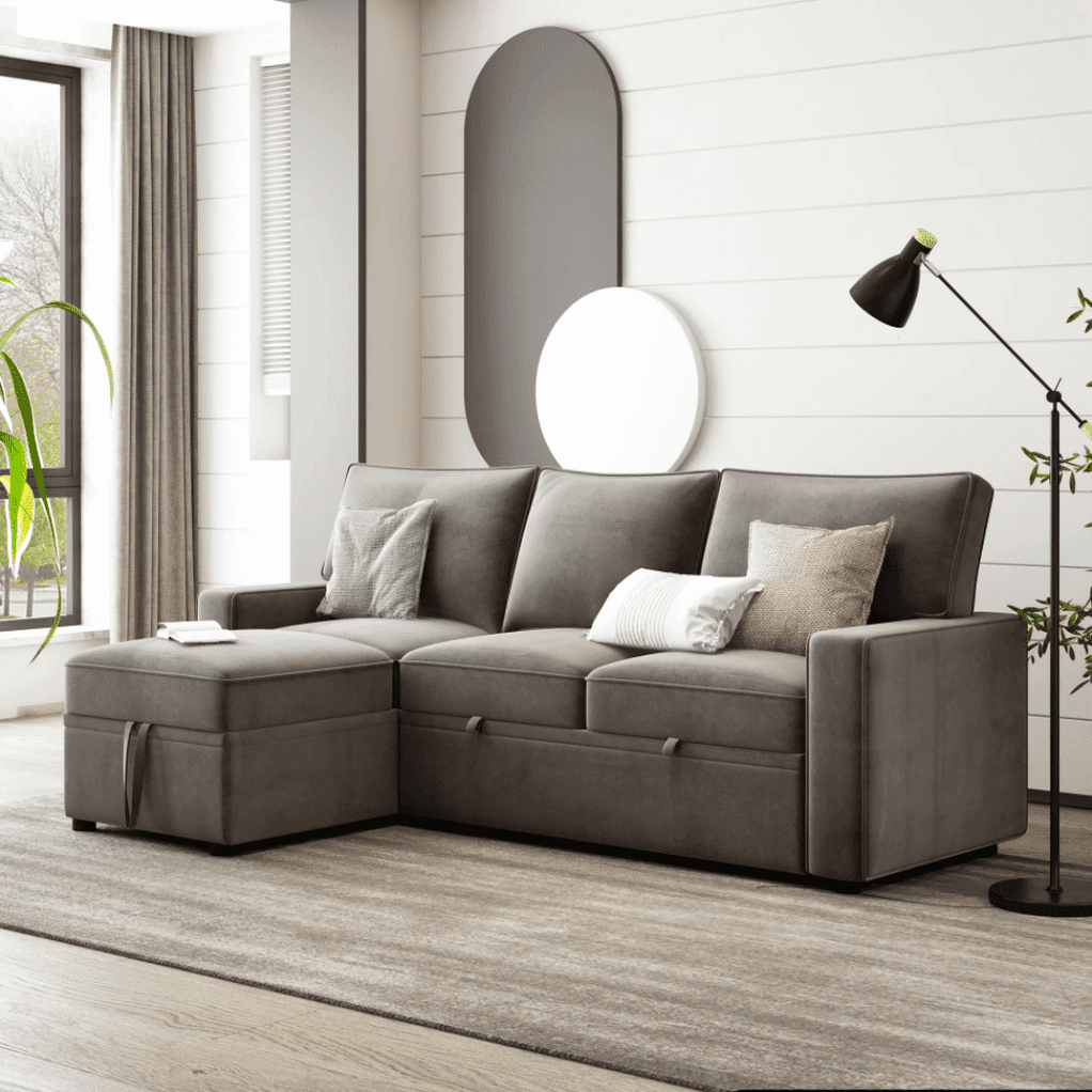 Yolo Sofa Cum Bed in Grey - Oak Inside