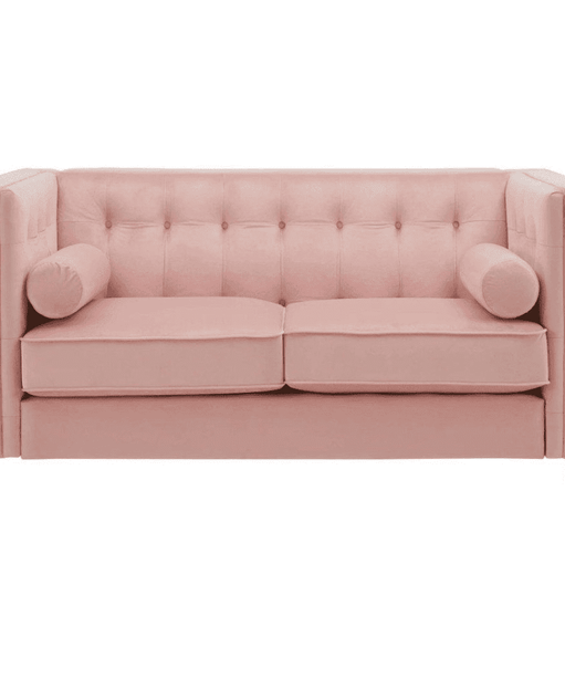 Brew Pink Suede Sofa or Loveseat with Pillows - Oak Inside