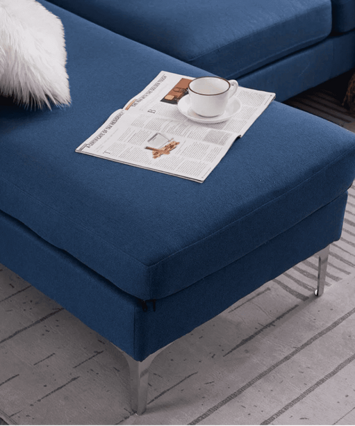 Jasmine Blue Sectional Sofa Set - Oak Inside