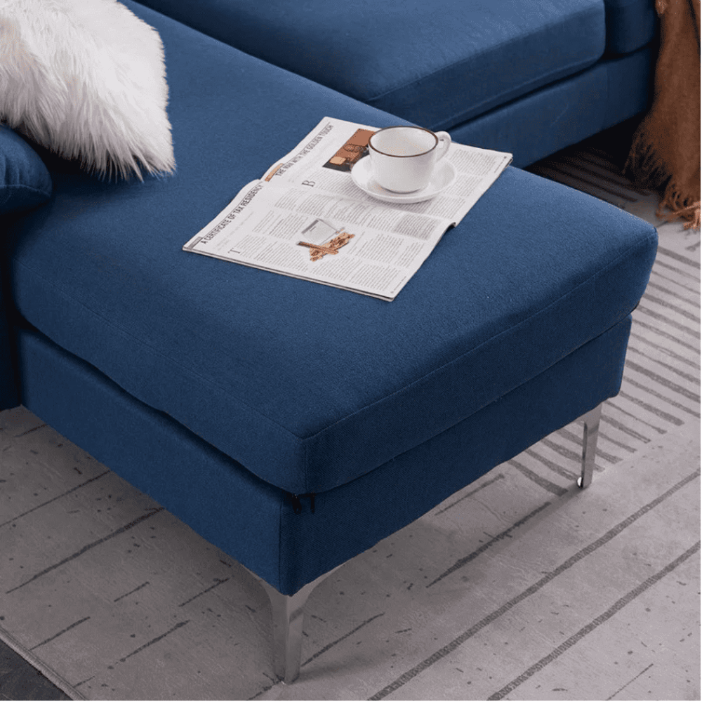 Jasmine Blue Sectional Sofa Set - Oak Inside