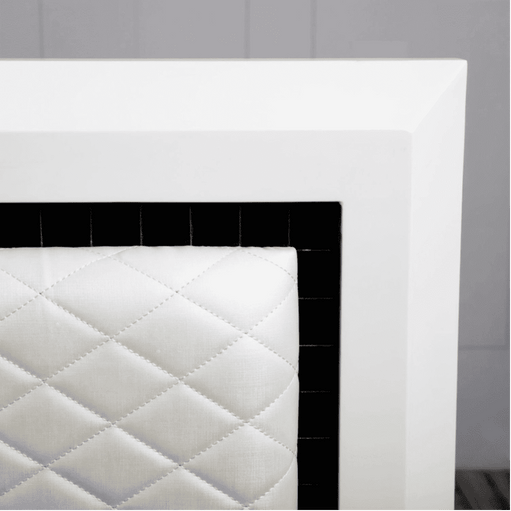Helen PU Polish Bed in White Color - Oak Inside