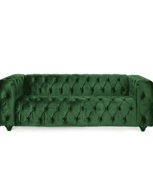 Sagawood Faux Leather or Velvet Tufted Sofa Set - Oak Inside