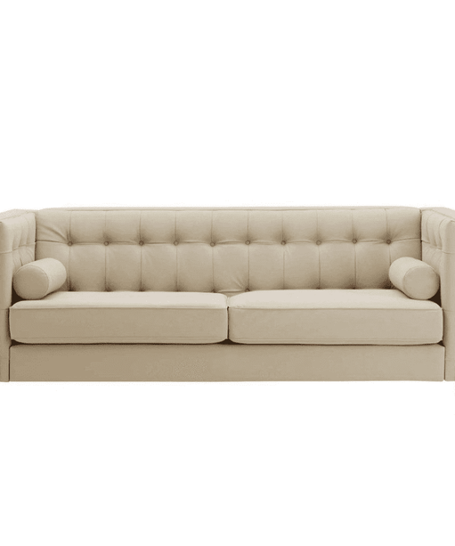 Brew Tuxedo Faux Leatherette Sofa with Accent Pillows - Oak Inside