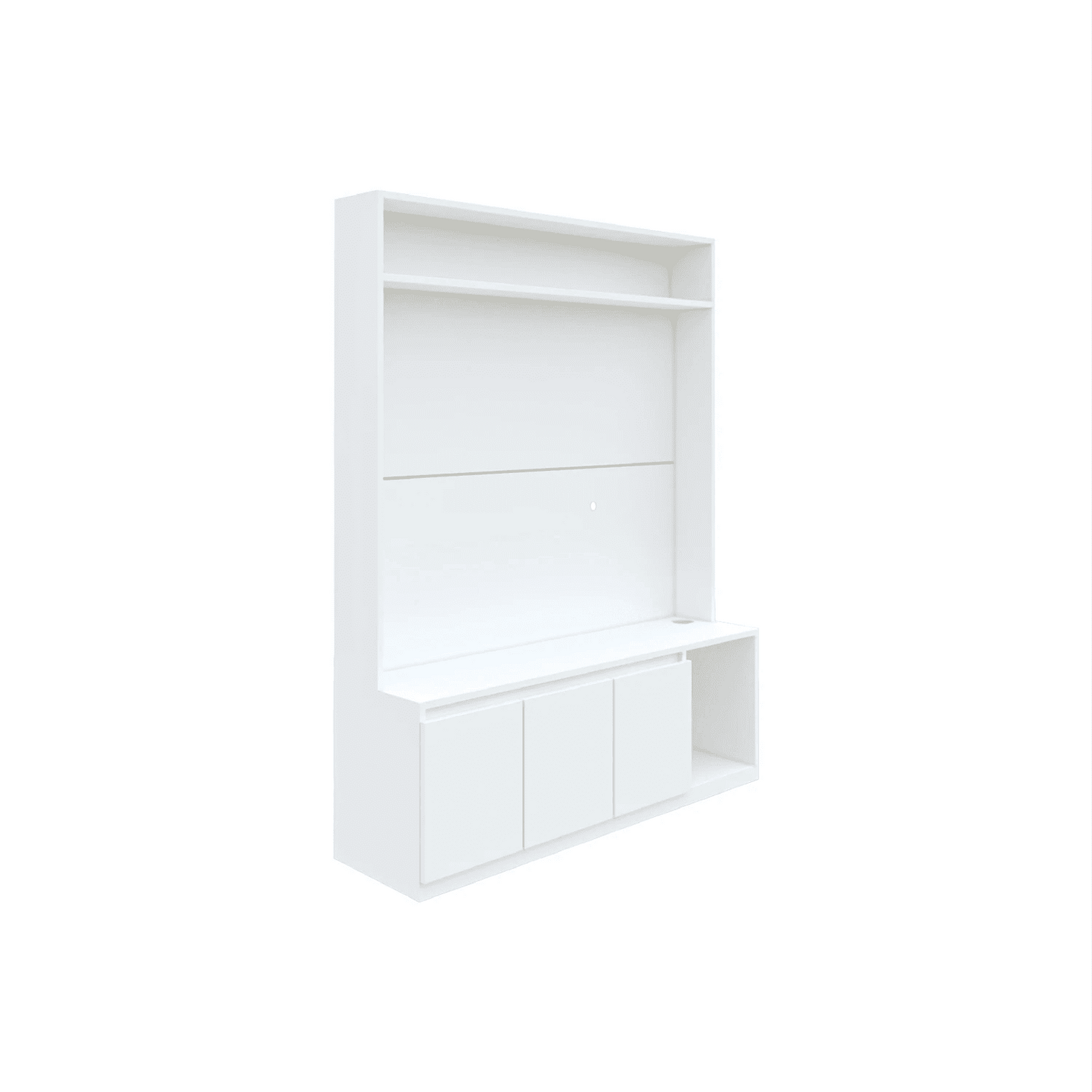 Union TV Unit- Frosty White - Oak Inside