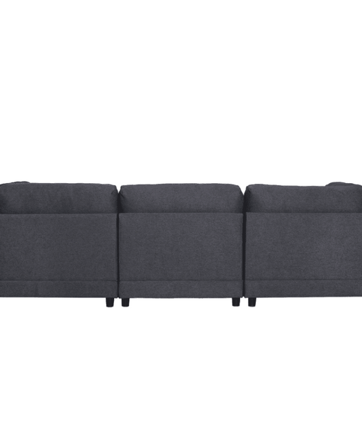 Ronald Sectional Sofa Set in Charcoal Color - Oak Inside