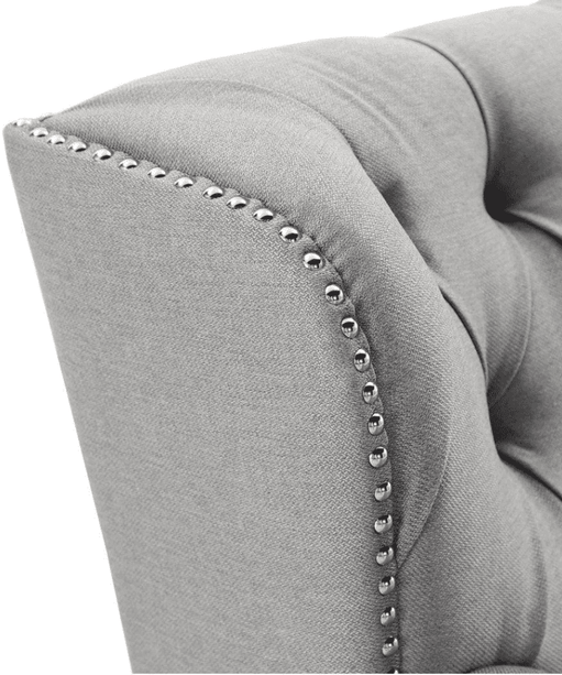 Dorothie Grey Fabric Button Tufted Sofa with Nailhead Trim - Oak Inside