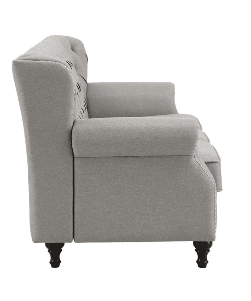 Dorothie Grey Fabric Button Tufted Sofa with Nailhead Trim - Oak Inside