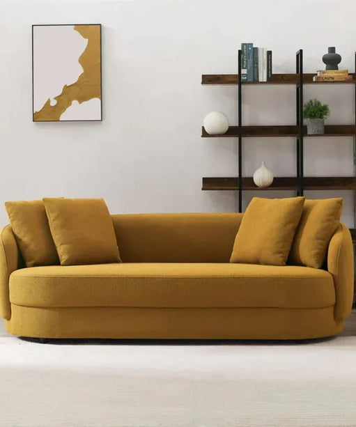 Omaxe Luxury Modern Suede Sofa Set In Mustard