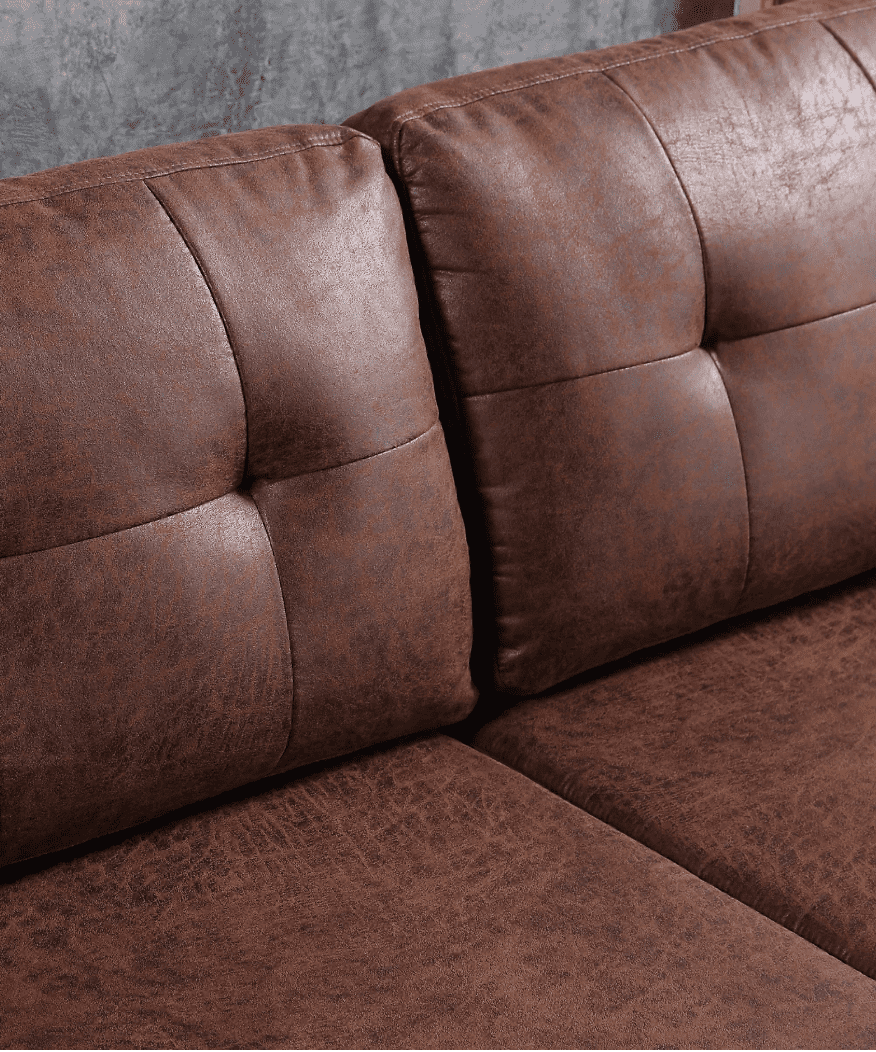 Viatol High Back Couch Mid-century Suede Leather Wood Legs Chaise Sofa - Oak Inside
