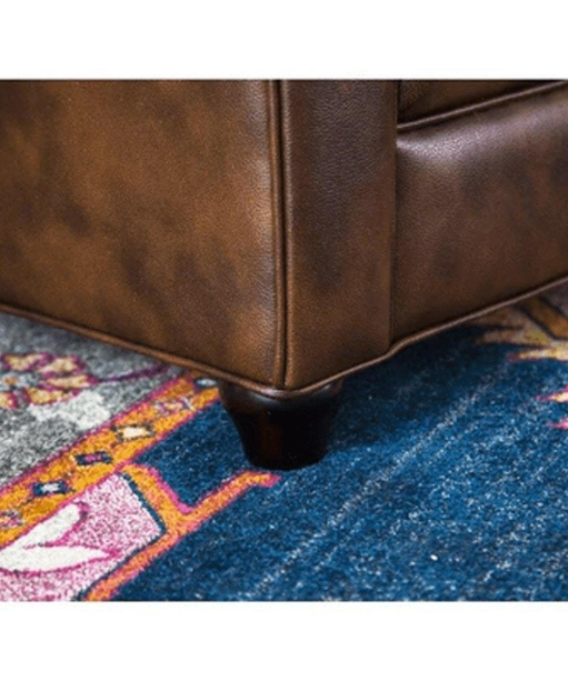 Rolled Arm Back Tufted Chesterfield Sofa in Leatherette - Oak Inside