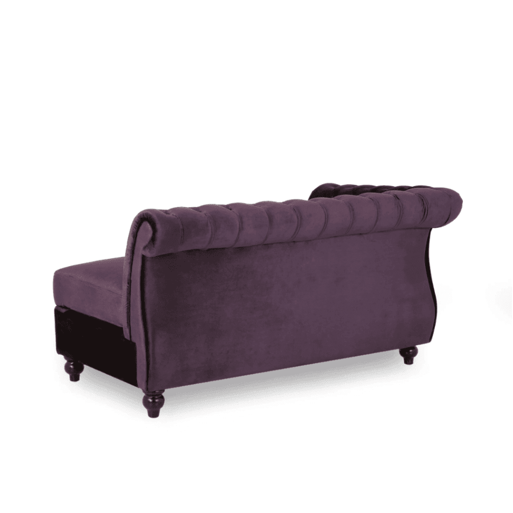 Amberside Suede Tufted Chesterfield Sectional Sofa - Oak Inside