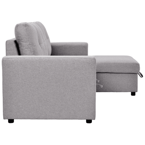 Roxy L-Shaped Sectional Storage Sofa Cum Bed - Oak Inside