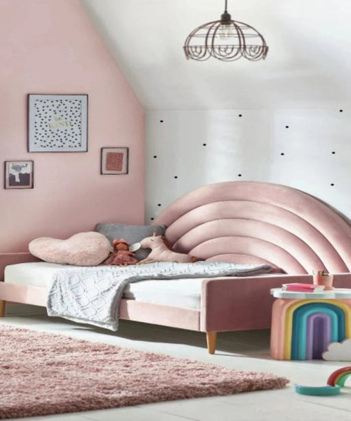 Pink Moon Upholstered Luxury Bed In Suede