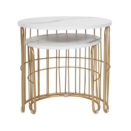 Nature Lover Golden Nesting Table Set of Two - Center Table - Oak Inside