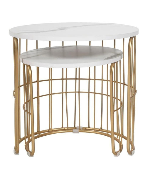 Nature Lover Golden Nesting Table Set of Two - Center Table - Oak Inside