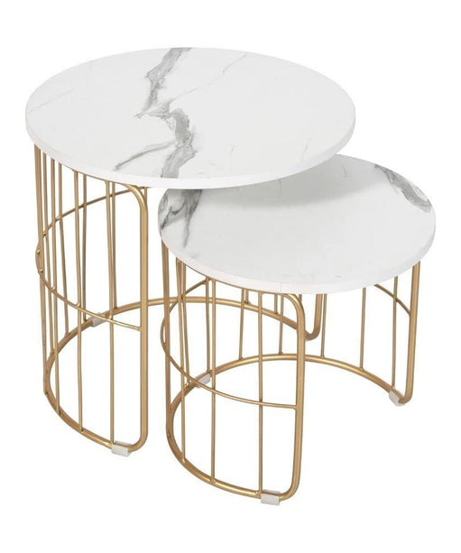 Nature Lover Golden Nesting Table Set of Two - Center Table - Oak Inside