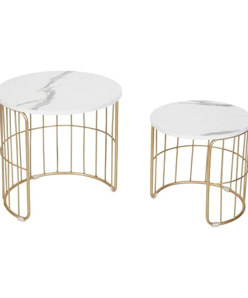 Nature Lover Golden Nesting Table Set of Two - Center Table - Oak Inside