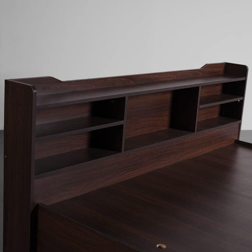 Hollo Wooden Bed With Storage In Brown Color - Oak Inside