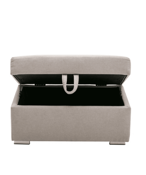 Nollon Linen Fabric Sectional Sofa with Pillows and Storage Ottoman - Oak Inside