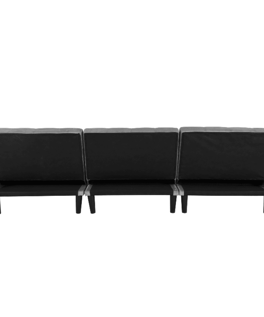 Tufted back Suede Chesterfield Sectional Sofa - Oak Inside