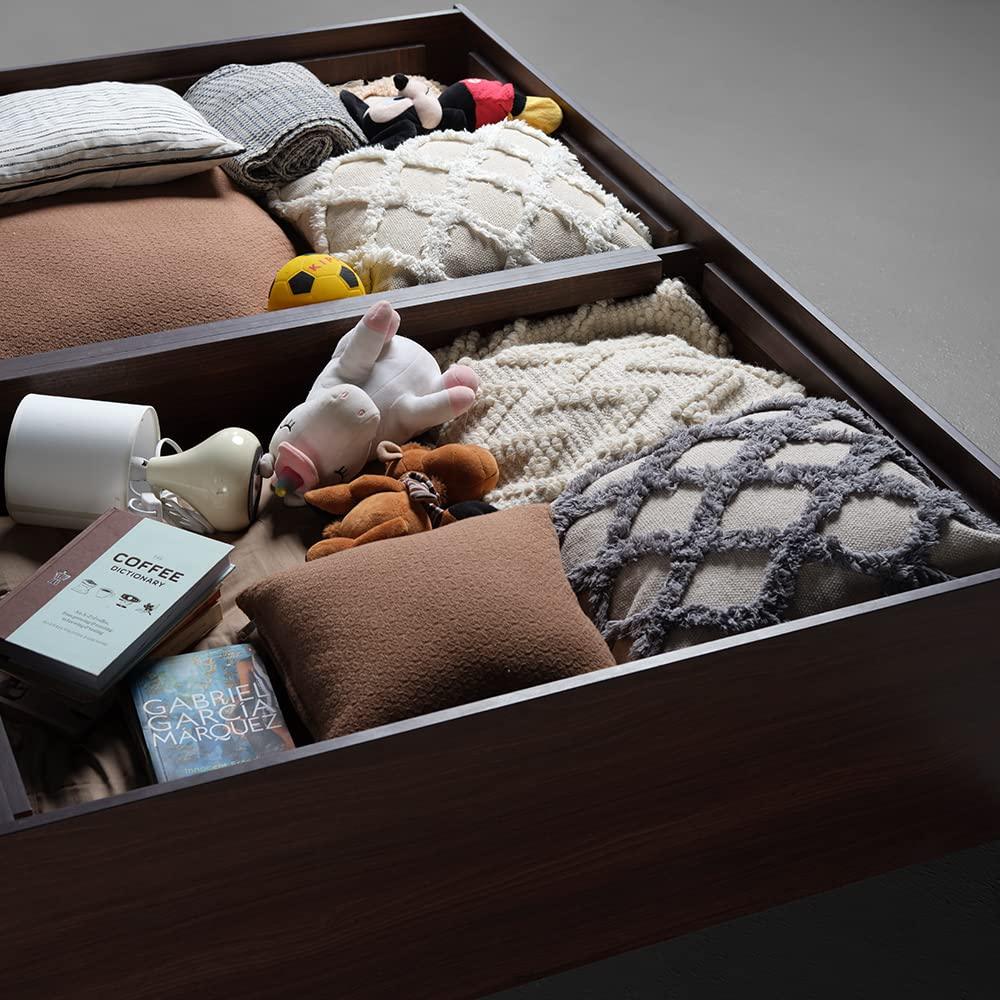 Hollo Wooden Bed With Storage In Brown Color - Oak Inside