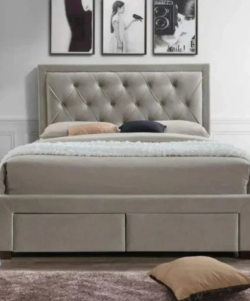 Apollo Upholstered Bed with Drawers Storage in Suede