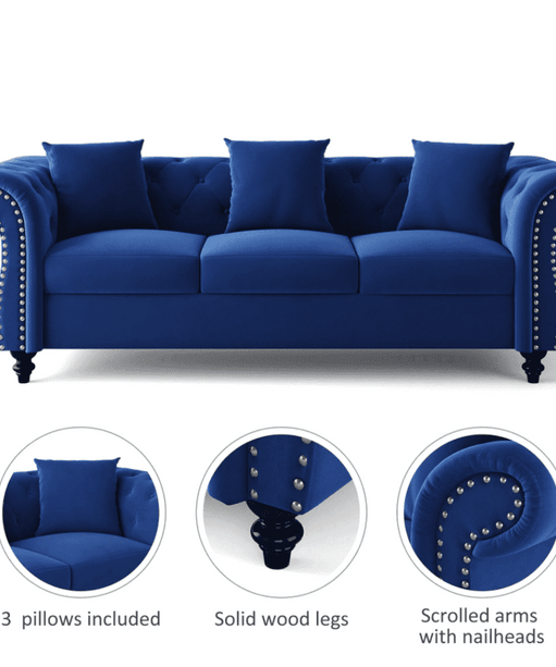 Jack & Hill Chesterfield Suede Sofa Set - Oak Inside