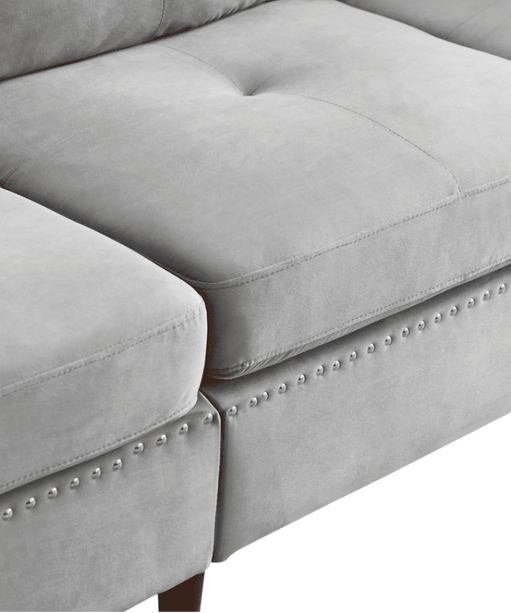 Glossy Sectional Suede Sofa Set With Ottoman - Oak Inside