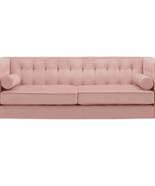 Brew Pink Suede Sofa or Loveseat with Pillows - Oak Inside
