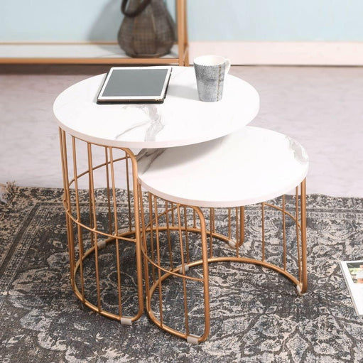 Nature Lover Golden Nesting Table Set of Two - Center Table - Oak Inside