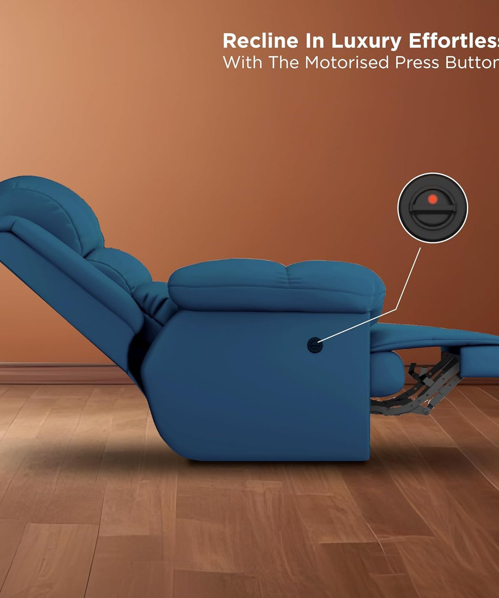 Hyper Luxe Motorised Standard Recliner In Blue