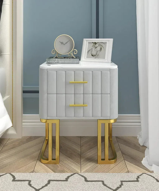 Gello Side Table in 2 Drawers in SS Frame