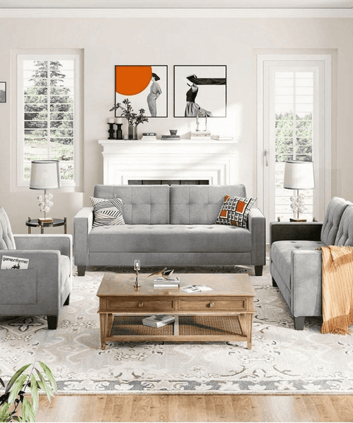 Comfortable Modern Sofa Set for Home Living Room - Oak Inside